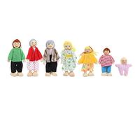 RASTKY Figurines de Poupée Familiale Chaleureuse, Ensemble de Jouets Miniatures en Forme de Pin, Accessoire éducatif pour Maison de Poupée pour Enfants (Marionnette 7 Bouche)