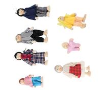 RASTKY Figurines de Poupée Familiale Chaleureuse, Ensemble de Jouets Miniatures en Forme de Pin, Accessoire éducatif pour Maison de Poupée pour Enfants (Nouvelle marionnette 7 bouches)