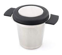 RASTKY Filtre à Maille à Double Oreille D'infuseur de Passoire à thé D'acier Inoxydable pour la Fête de thé de café Fort (Fuite de en acier inoxydable en silicone noir)