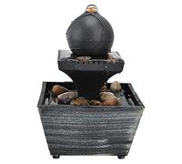 RASTKY Fontaine à Boule de Table à LED, Fontaine D'intérieur Décorative élégante pour Bureau, Alimentation USB, à Eau de Bureau avec Pierres Irrégulières et Lumières LED pour Chambre à Coucher,