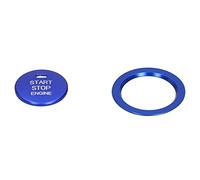 RASTKY Garniture de Bouton D'allumage sans clé, Couvercle de Bouton de Démarrage de Moteur en Aluminium Durable Anti-rayures pour Style Intérieur de Voiture adapté pour (BLUE)