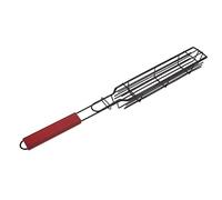 RASTKY Grand Panier à Griller Kabob, avec Poignée en Bois Antiadhésive, Panier à Grillades pour Kebab, 19,3x2,0x1,6 Pouces (rouge)