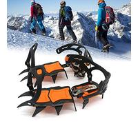 RASTKY Ice Gripper Chaussures de Bottes de Neige d'hiver, Longueur Réglable, Crampons à Glace 12 Dents, Sangles en TPU, Pointes de Glace pour Ski Alpinisme, Crampons de Traction sur Neige CN 36-46