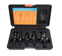 RASTKY Jeu de Forets étagés Durables à Quatre Cannelures en Spirale HSS pour Acier Inoxydable Métal Bois Plastique 5 Pièces 1/8-1 3/8 Pouces pour les Amateurs Manuels