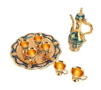 RASTKY Kit de Théière en Métal Vintage, Théière élégante, Service à thé, Cadeau Parfait pour une Pendaison de Crémaillère, un Dîner (Or Bleu)