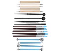 RASTKY Kit D'outils de Fabrication de Poterie avec Bâton à Bille D'indentation en Acier Inoxydable, Stylo à Rainurer en Silicone, Stylo Foret Double Face, Ensemble de 18 Pièces pour Travaux Manuels