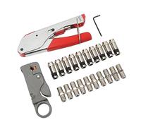 RASTKY Kit D'outils de Sertissage de Câble Coaxial, Ensemble de Sertissage Durable et Sûr pour Connecteurs Quadruples RG6/59 pour L'installation D'antenne de Télévision par Satellite [10 Connecteurs