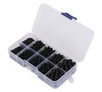 RASTKY Kit D'yeux en Plastique Bricolage Haut de Gamme pour L'artisanat des Enfants 1380 Pièces Ensemble de Globe Oculaire de Jouet de Poupée de Haricot Noir pour L'interaction Parent-enfant