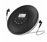 RASTKY Lecteur CD avec écouteurs Filaires 3,5 Mm, Prise en Charge de la Carte TF, écran LCD, Bouton Tactile pour Les Amateurs de Musique, Blanc, 1 Paquet (Black)