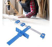 RASTKY Localisateur de Poinçons pour le Travail du Bois, Guide de Perçage Réglable en Acier Inoxydable avec Curseur ABS, Mesure de Précision de 1 Mm, Outil Portable pour L'installation D'armoires et