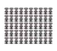 RASTKY Lot de 50 Rivets à Vis Plats pour l'artisanat du Cuir - Clous de Mamelon Ronds en Métal en Alliage de Zinc de 8 Mm pour Sacs, Chaussures et Accessoires (Argent Noir)