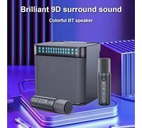 RASTKY Machine de karaoké sans Fil, Ensemble de Haut-parleurs Portables avec Deux Microphones pour la Maison, Les Fêtes KTV, BT 5.0, Lumière Colorée LED, Effet Sonore Stéréo HiFi pour Adultes et