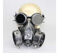 RASTKY Masque de Mort Squelette Guerrier, Accessoire de Cosplay, Masque à Gaz Steampunk Durable, Lunettes de Conception Unique, Taille Réglable pour Halloween, Fête Punk, Résine Adulte (Doré) (SILVER)