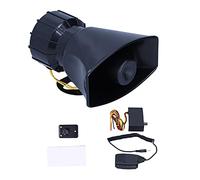 RASTKY Mégaphone de Klaxon de Voiture 12V 100W 125DB avec 5 Sons - Alarme d'avertissement d'urgence et Incendie pour Voitures et Motos - Kit Complet avec Module de Commande et Accessoires