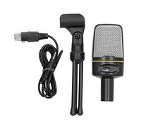 RASTKY Microphone de Studio Omnidirectionnel à Condensateur avec Trépied de Bureau pour Enregistrement sur Ordinateur, Parole, Podcast et Communication Skype Noir 1 Ensemble (Black)