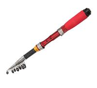 RASTKY Mini Canne à Pêche Portable, Télescopique, Robuste, Ultra-Courte, pour Lancer des Appâts Durs, pour Les Activités de Plein Air en Océan, Fiber de Verre Rouge (1,7 mètres [Poteau Nu])