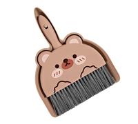 RASTKY Mini Ensemble Pelle à Poussière et Brosse Portables, Balai de Nettoyage Compact pour Bureau, Clavier et canapé, Matériau PP 7,1 X 9,1 Pouces pour la Maison (Ours)