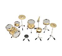 RASTKY Mini Kit de Batterie Modèle Miniature en Métal, Réplique D'affichage, Ornements, Cadeau pour Collectionneurs de Bureau, 8 Pièces