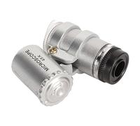 RASTKY Mini Loupe de Microscope de Poche 45X avec Lumières LED Réglables, Loupe de Bijoux Portable pour Techniciens en électronique, Matière Plastique Légère avec Pochette en Cuir