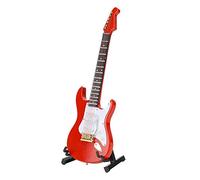 RASTKY Modèle de Guitare électrique Rouge Miniature, Ornement Artisanal d'instruments de Musique, Décoration de Maison, Cadeau Parfait pour Les Amateurs de Musique et Les Enfants