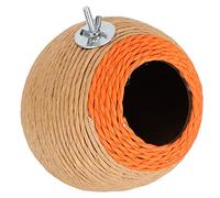 RASTKY Nichoir à Oiseaux en Coquille de Noix de Coco pour Perroquets, Cage de Nidification Tissée à la Main pour Petits Animaux de Compagnie, Design élégant et Joli 5,5 Pouces, Perchoir