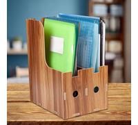 RASTKY Organisateur de Porte-revues en Bois, Support de Livre élégant pour Boîte de Rangement de Bureau à Domicile, Fente à Double Grille pour Utilisation à L'école ou au Bureau, en Bois de Haute