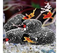 RASTKY Ornement de Cachette en Pierre D'aquarium, Grotte D'élevage de Poissons à Texture D'imitation de Pierre, Adaptée aux Scorpions Courts et aux Cichlidés, Diamètre du Trou Rond 3,5 Cm