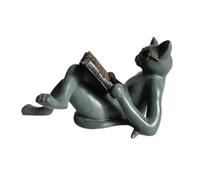 RASTKY Ornements Littéraires en Résine de Chat, Belle Statue de Jardin, Lunettes de Lecture, Artisanat de Chat pour la Maison, Le Bureau, L'étude, 7" X 2" X 3", Matériau en Résine
