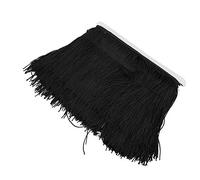 RASTKY Pampilles à Franges en Polyester pour Scène de Danse Latine, Ruban D'habillage Cousu pour Vêtements, Accessoires Vestimentaires, Jaune Doré/Beige, 10 Mètres (BLACK)