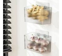 RASTKY Paniers Suspendus Adhésifs à L'ail Transparents, Installation Facile, Conception sans Perçage pour les Essentiels de Cuisine Organisés, Plastique/120,00 G/7,9 X 7, X 4, 3,3 Pouces