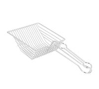 RASTKY Pelle à Sable pour Chat en Argent de qualité Supérieure, Revêtement époxy Résistant à la Corrosion, Outil de Nettoyage de Sable pour Animaux de Compagnie à Long Manche 13x5,9x3,3 Pouces