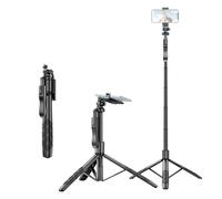 RASTKY Perche à Selfie Réglable Trépied de Bureau Multifonction de 60 Pouces avec Tige Télescopique à 6 Sections Rotule Rotative à 360 ° avec Poignée Anti-secousse Adaptateur pour