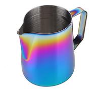 RASTKY Pichet à café Mousseux, Accessoire Artistique pour Latte, pour la Maison, la Cuisine, les, les Cafés, en Acier Inoxydable, Blanc, 11.5oz-11.9oz (COLORFUL)