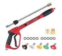 RASTKY Pistolet de Nettoyeur Haute Pression 5000 PSI Puissant 40 Pouces 1/4 Pouces, Verrouillage de sécurité à Connexion Rapide pour Le Nettoyage des Véhicules, des Murs Extérieurs, ABS Rouge, Acier
