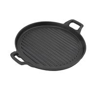 RASTKY Plaque de Cuisson Ronde en Fonte, Poêle à Frire Nervurée Réversible à Double Poignée pour un Dégagement Rapide des Aliments, Idéale pour la Cuisinière électrique à Gaz de Feu de Camp, Fer (28