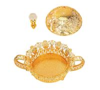 RASTKY Plateau à Fruits élégant en Métal, Plaque de Présentation Robuste pour Noix et Petits Jouets, Décoration de Luxe pour Salle de Banquet, Alliage de Zinc 12,6 X 9,06 X 7,09 Pouces (Cercle)