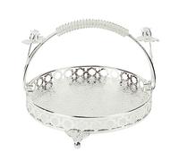 RASTKY Plateau à Fruits Rond en Métal de Grande capacité, Style Rétro Européen, Plateau de Service pour Fête, Conception de Poignée Familiale (Taille moyenne couleur argent)