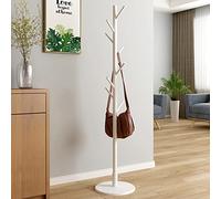 RASTKY Porte-Manteau sur Pied Arbre Cintre en Bois Porte-Manteau sur Pied Meubles de Maison Vêtements Support de Base Rond Support de Cintre Vintage (White)