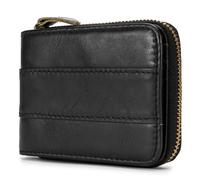 RASTKY Portefeuille à Deux Volets en Cuir Résistant à l'eau avec Fermeture éclair élégant pour Homme - Cadeau pour Mari, Fils, Amis - Portefeuille en Cuir Véritable (Black)