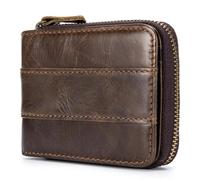 RASTKY Portefeuille à Deux Volets en Cuir Résistant à l'eau avec Fermeture éclair élégant pour Homme - Cadeau pour Mari, Fils, Amis - Portefeuille en Cuir Véritable (Café)