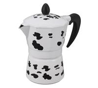 RASTKY Pot Moka en Aluminium Couleur Vache à Lait, Léger et Durable pour la Maison, le café et le Bureau, avec un Motif de Vache Unique (3 tasses 150ML)