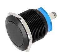 RASTKY Poussoir momentané en Métal de 19mm, Plat, Oxydation Complète, Vis de Jogging à Réinitialisation Automatique, Commande de Puissance au Pied 19mm 12V Noir (Black)