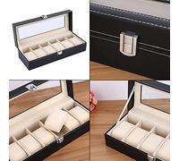 RASTKY Présentoir de Montre en Cuir PU à 24 Grilles avec Couvercle Transparent - Support de Rangement élégant pour 24 Montres