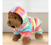 RASTKY Pyjama Confortable pour Animaux de Compagnie Automne-Hiver pour Chiens et Chats - Combinaison Chaude en Flanelle pour Petits Animaux avec Boucle Pratique de Couleur Arc-en-Ciel Mots-clés (S)