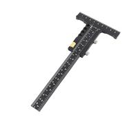 RASTKY Règle de Traçage pour le Travail du Bois, Outil de Traçage en Forme de T en Alliage D'aluminium Durable pour Charpentier Noir 9,0 * 3,9 Pouces (Règle avec réglage fin)