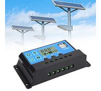 RASTKY Régulateur Bleu 40A, Contrôleur de Charge Automatique PWM LCD, Connexion du Système PV avec Double Sortie USB