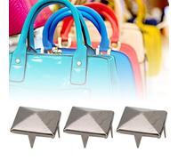 RASTKY Rivets Pyramidaux Punk, Clous Métalliques Décoratifs pour Vêtements, Chaussures, Sac à Main, 100 Pièces, Rivets Dorés de 10mm (Argent Noir #18)