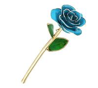 RASTKY Rose Bleu Clair à Longue Tige Trempée en Or 24 Carats avec Support pour Promesse d'amour et Gentillesse, Cadeau Parfait pour Elle