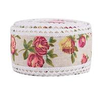 RASTKY Ruban en Toile de Jute imprimé Dentelle 5M, pour Décoration de Tissu de Mariage, Sangle de Ceinture en Jute Rustique pour Bricolage