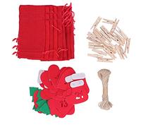 RASTKY Sac à Cordon de Noël avec Numéro Porte-bonheur, Sac pour Calendrier de L', Feutre, Polyester, Bambou, pour Bonbons, Cosmétiques, Jouets, 24 Pièces (rouge)
